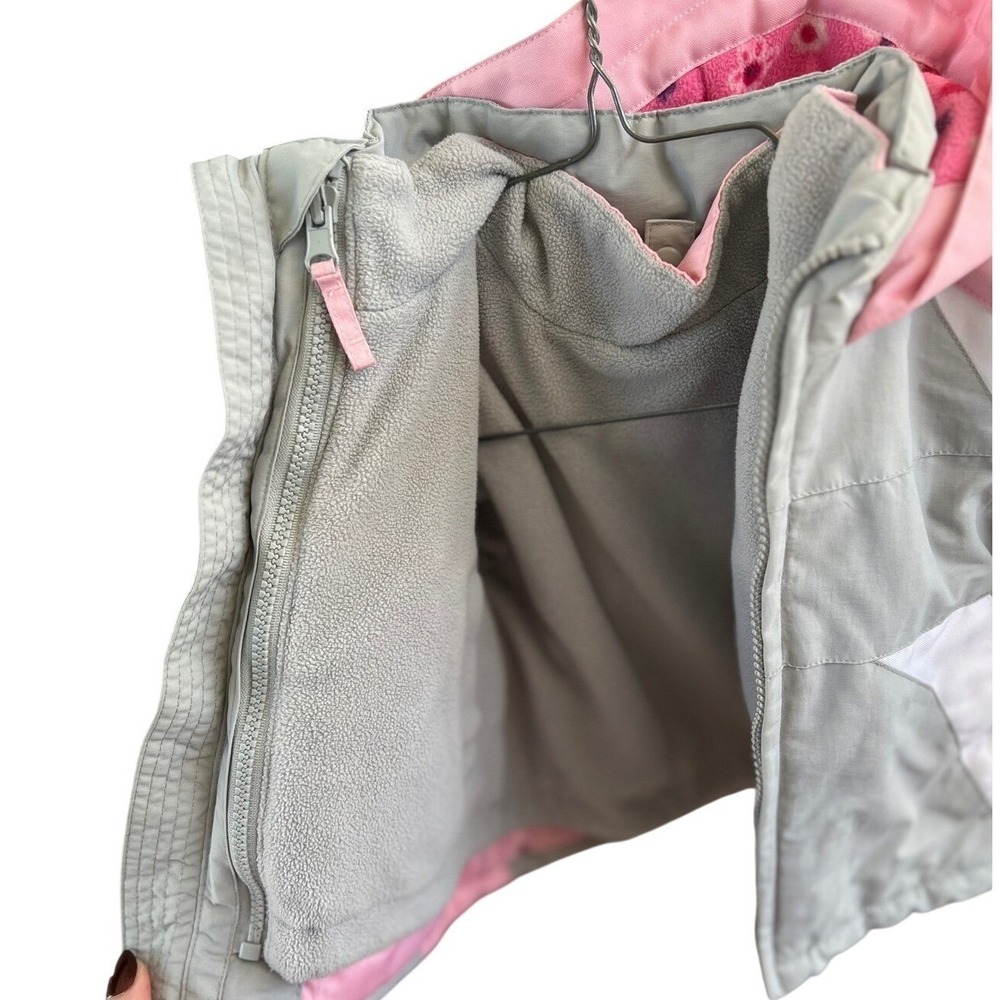 Kids Pink Gray Winter Ski Jacket Hooded Insulated Warm Snow Coat 24 Month Fleece - Picture 5 of 8